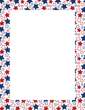 Red White and Blue Solid and Outline Stars Border