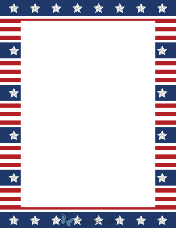 Red White and Blue Stars and Stripes Border