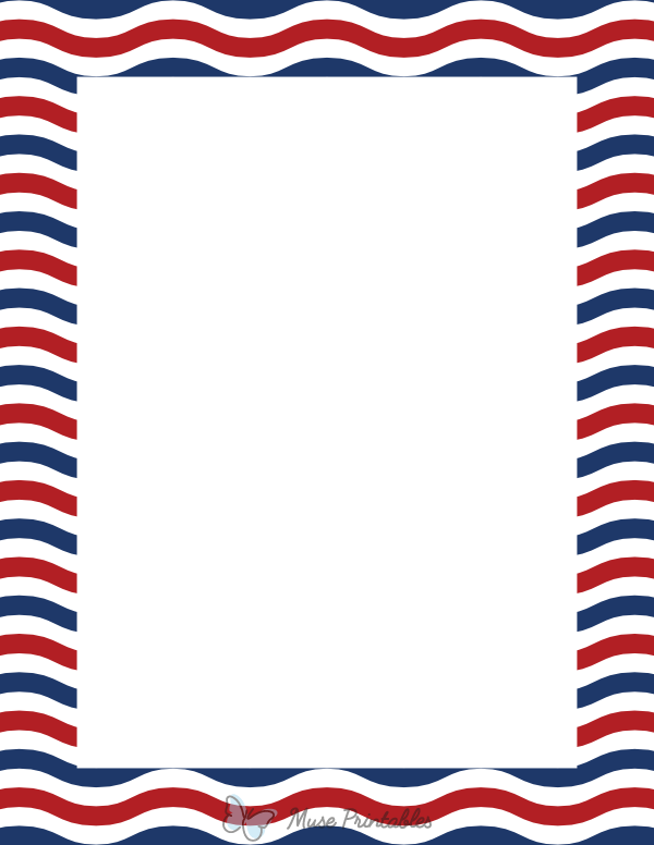 Red White and Blue Wavy Stripes Border