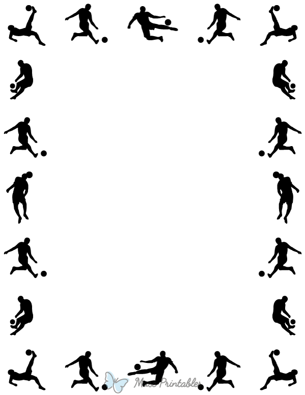 Printable Soccer Player Silhouette Page Border
