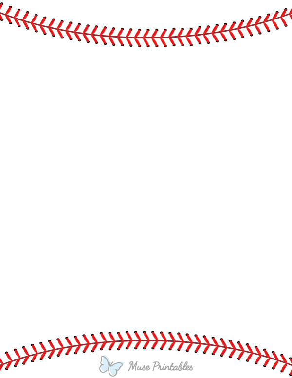 Printable Top And Bottom Baseball Stitching Page Border