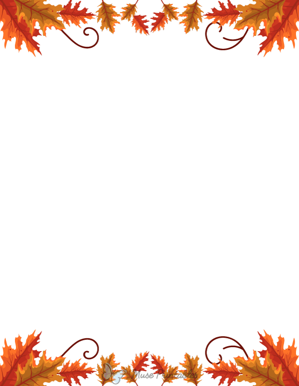 Printable Top And Bottom Fall Oak Leaf Page Border