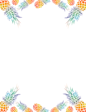 Top And Bottom Watercolor Pineapple Border