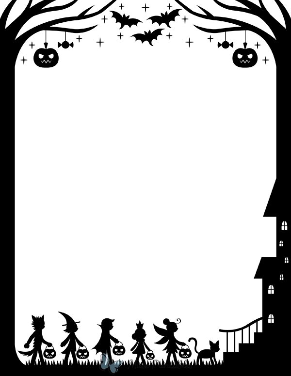 Trick Or Treater Silhouette Border