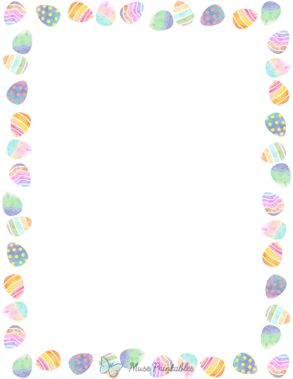 Watercolor Easter Egg Border