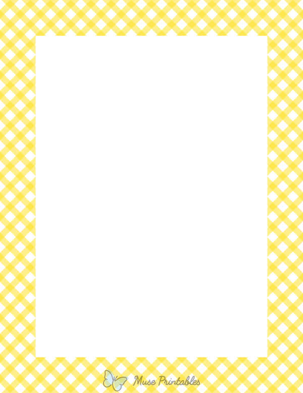 Printable White And Yellow Diagonal Gingham Page Border