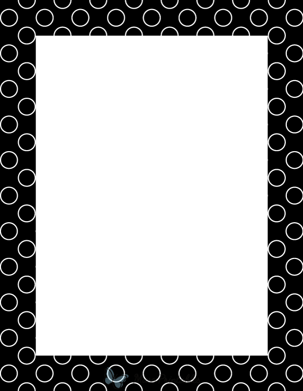 White on Black Circle Polka Dot Border
