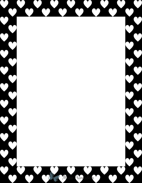 black and white heart borders