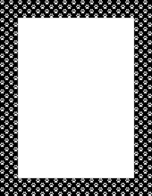 White on Black Mini Paw Print Border
