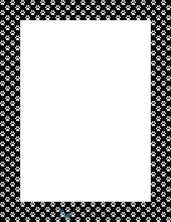 White on Black Mini Paw Print Border