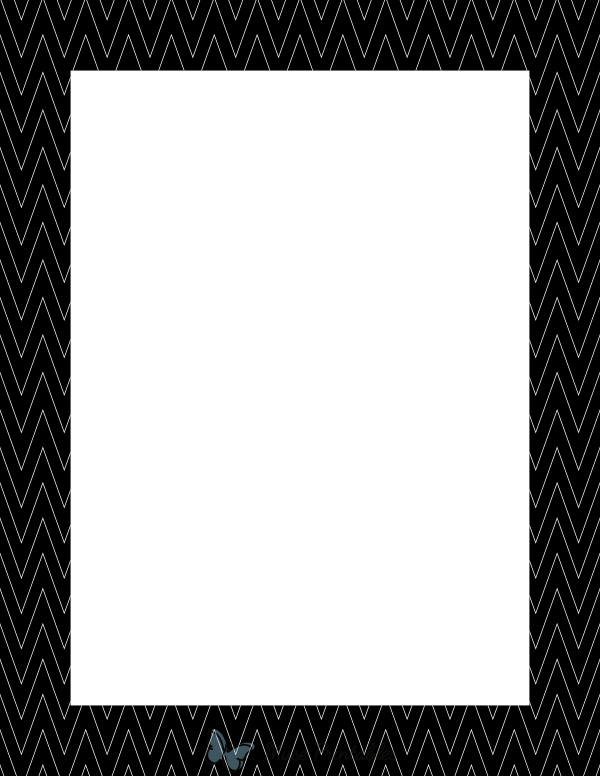 Printable White on Black Pinstripe Chevron Page Border