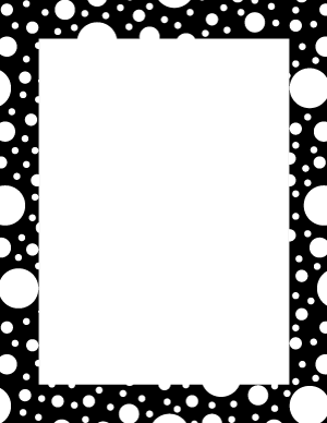 White on Black Random Polka Dot Border