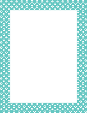 White on Blue-Green Mini Paw Print Border