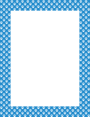 White on Blue Mini Paw Print Border