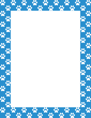 White on Blue Paw Print Border
