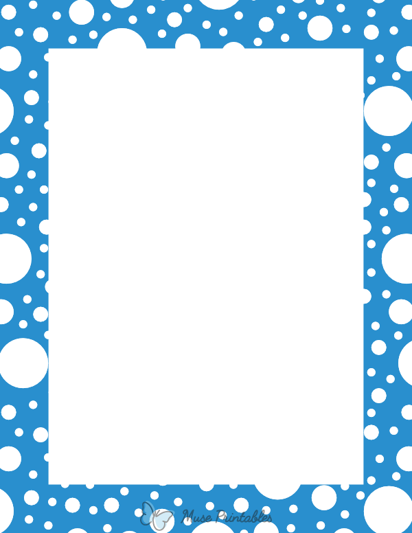 White on Blue Random Polka Dot Border