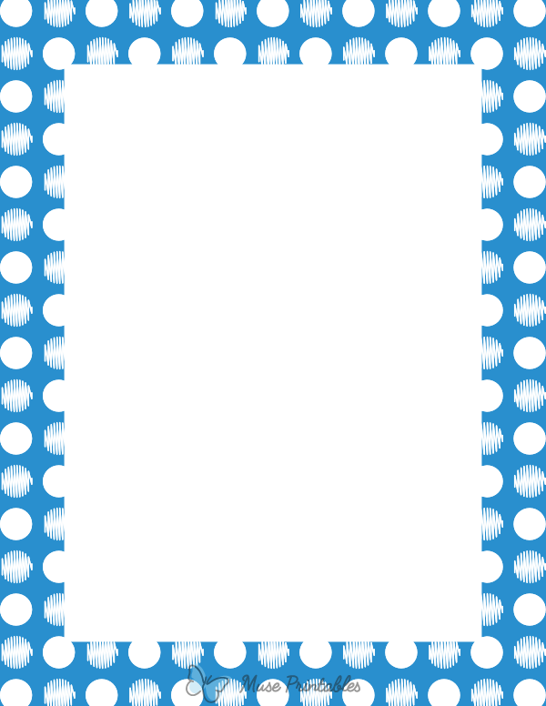 White on Blue Scribble Polka Dot Border