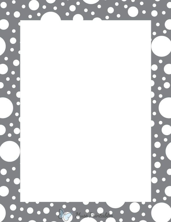 White on Gray Random Polka Dot Border