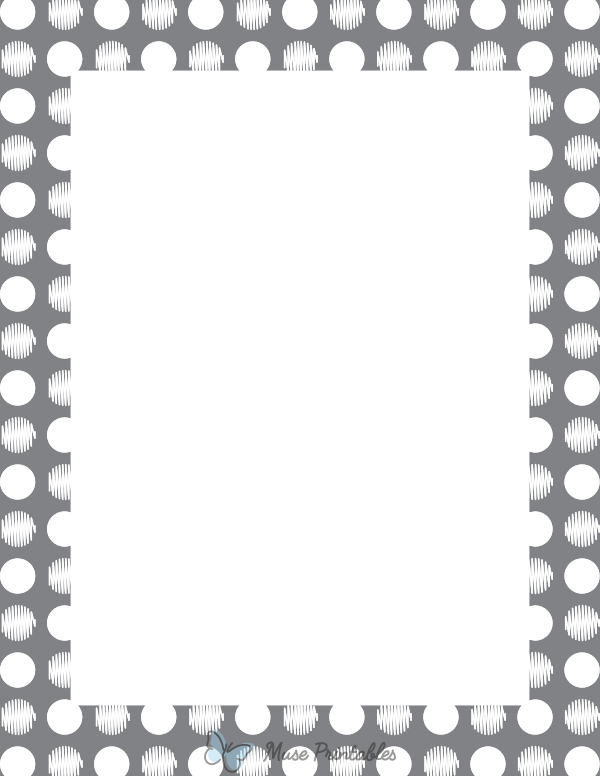 White on Gray Scribble Polka Dot Border