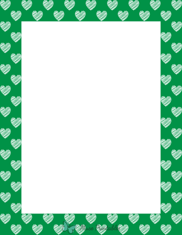 White On Green Heart Scribble Border
