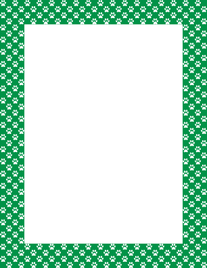White on Green Mini Paw Print Border