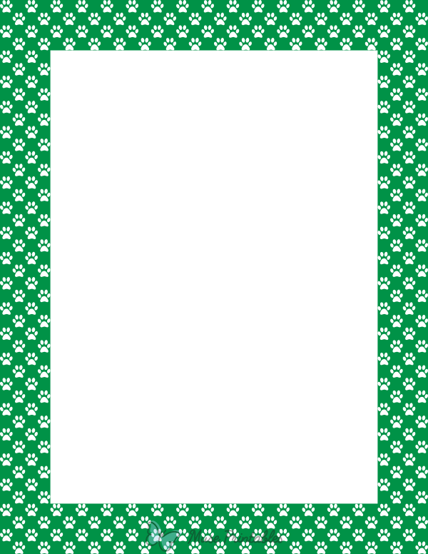 White on Green Mini Paw Print Border