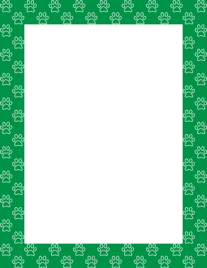 White On Green Paw Print Outline Border
