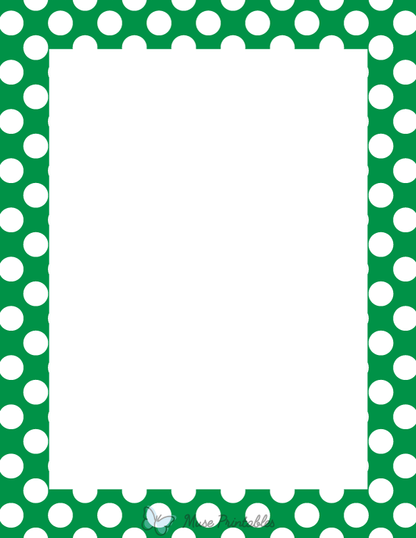 Printable White on Green Polka Dot Page Border