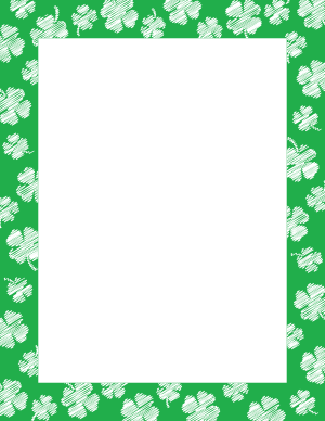 White On Green Scribble Four Leaf Clover Border