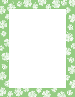 White On Light Green Scribble Four Leaf Clover Border