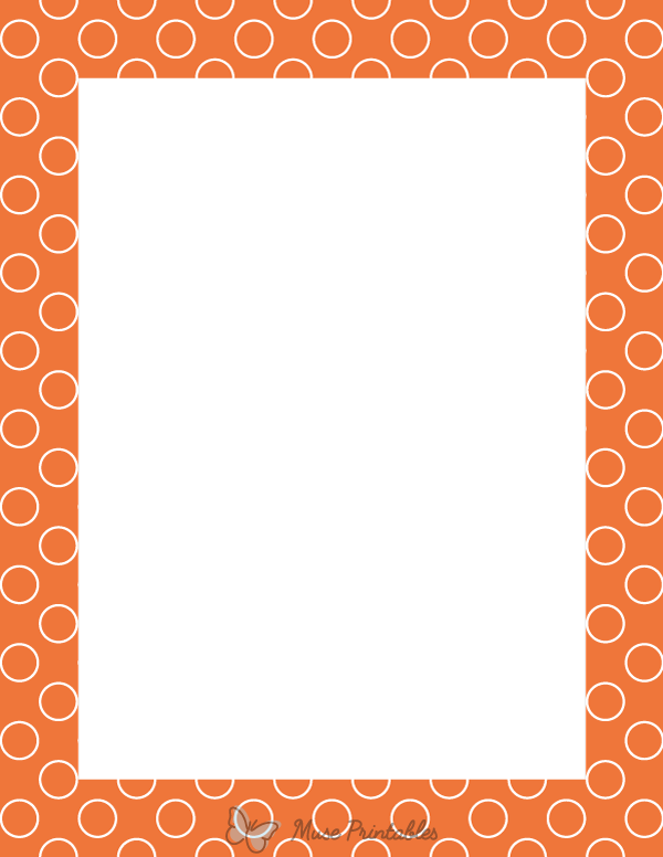 White on Orange Circle Polka Dot Border