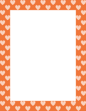 White On Orange Heart Scribble Border