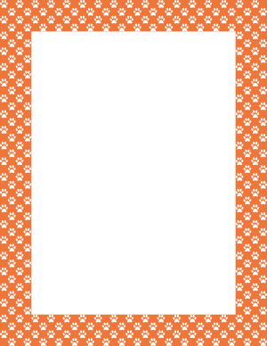 White on Orange Mini Paw Print Border