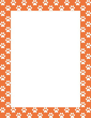 White on Orange Paw Print Border