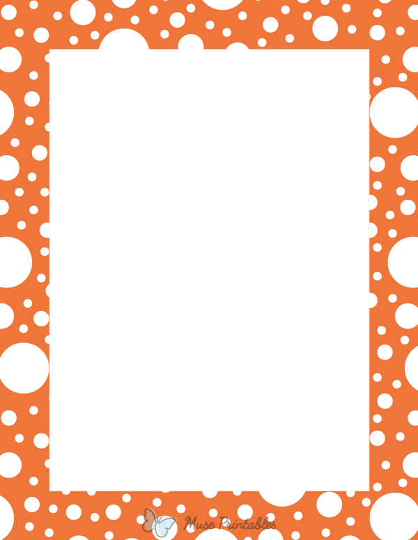 White on Orange Random Polka Dot Border
