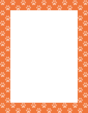 White On Orange Scribble Paw Print Border
