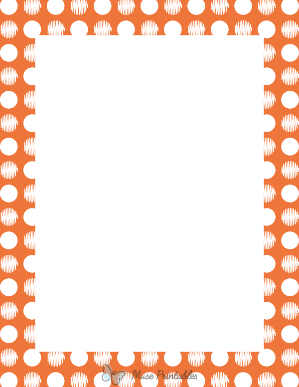 White on Orange Scribble Polka Dot Border