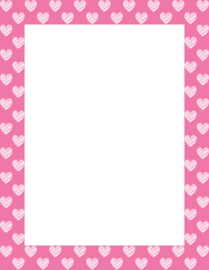White On Pink Heart Scribble Border