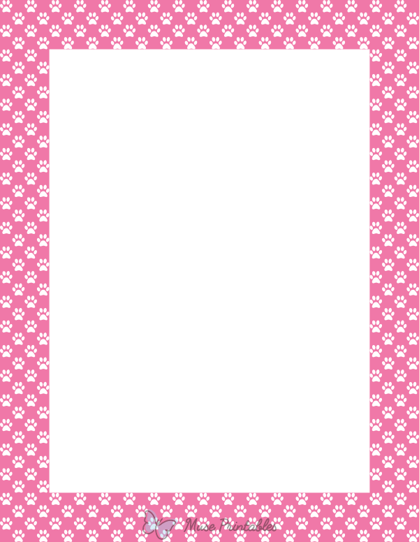 White on Pink Mini Paw Print Border