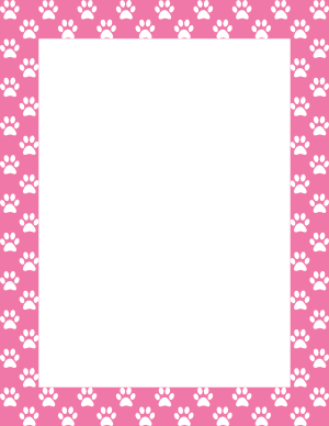 White on Pink Paw Print Border