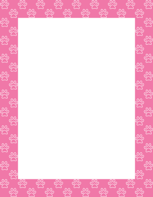 White On Pink Paw Print Outline Border