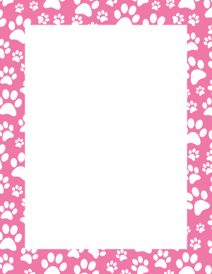 White On Pink Random Paw Print Border