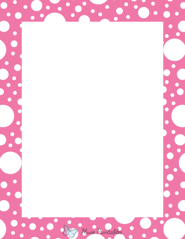 White on Pink Random Polka Dot Border