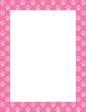 White On Pink Scribble Paw Print Border