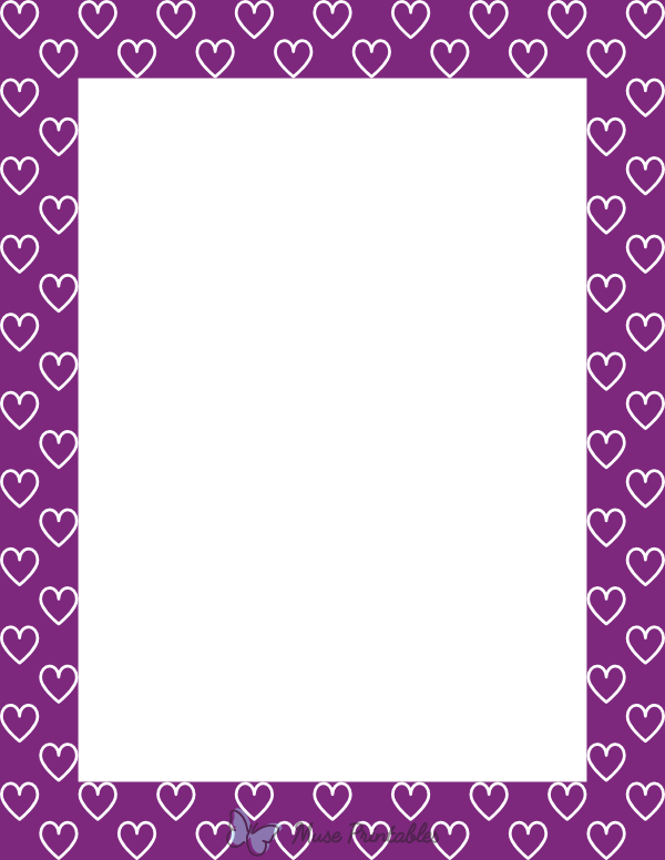 White On Purple Heart Outline Border