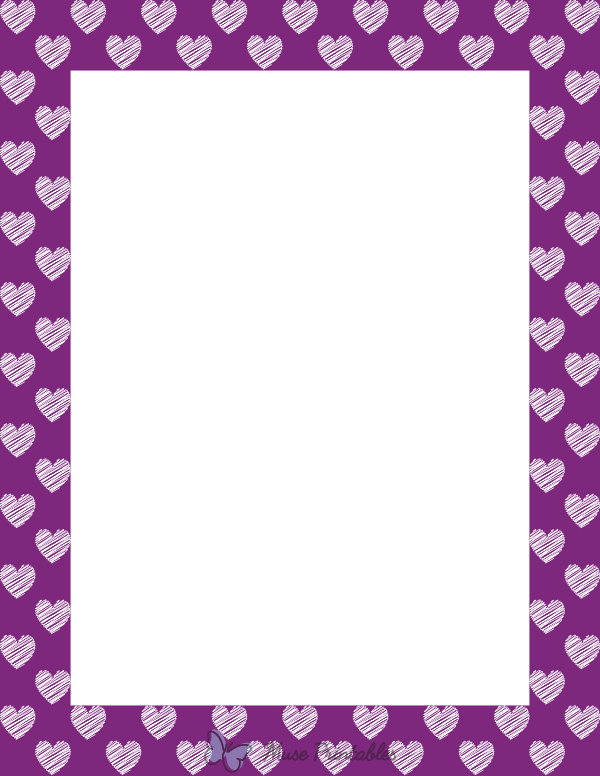 White On Purple Heart Scribble Border