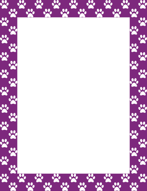 White on Purple Paw Print Border