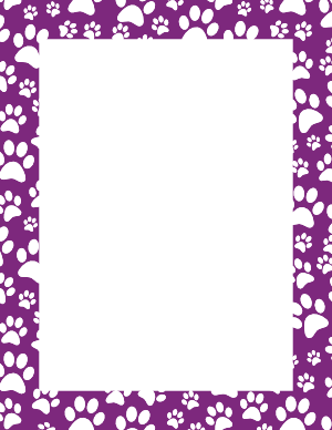 White On Purple Random Paw Print Border