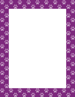 White On Purple Scribble Paw Print Border
