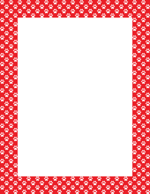 White on Red Mini Paw Print Border